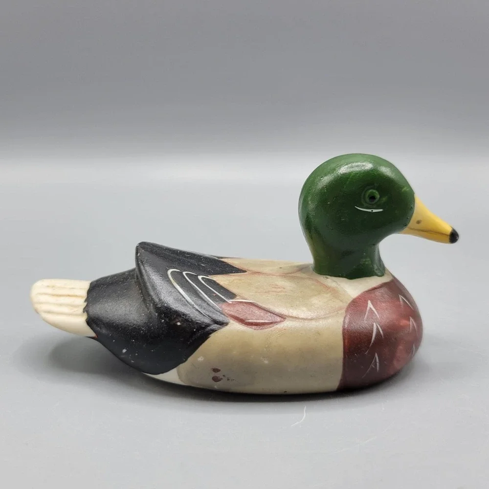 Vtg Hand Painted Ceramic Mallard Duck Figurine Decor Collectible 2
